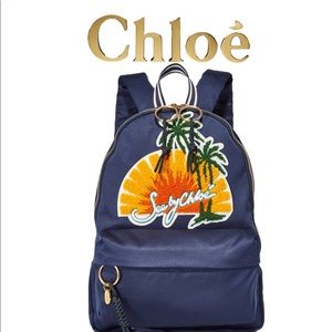 AUTHENTIC CHLOE BLUE SATIN DECAL BACKPACK!